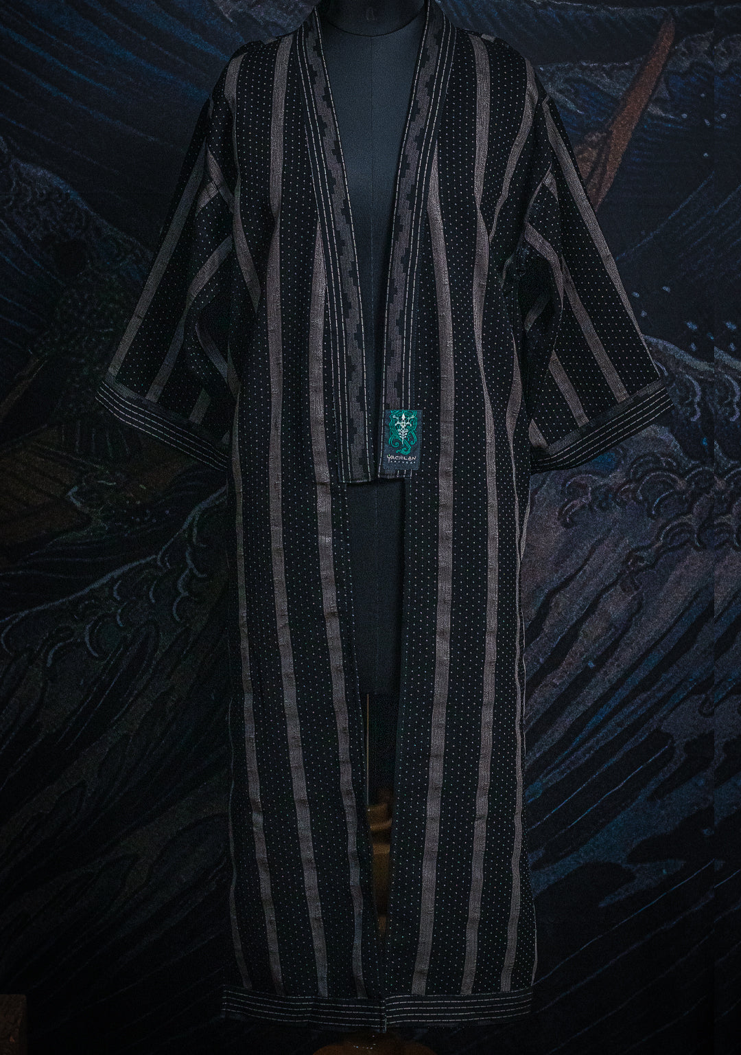 Open Kimono  / Indonesian Woven Super Black Reversible - TRIBAL TRAILS