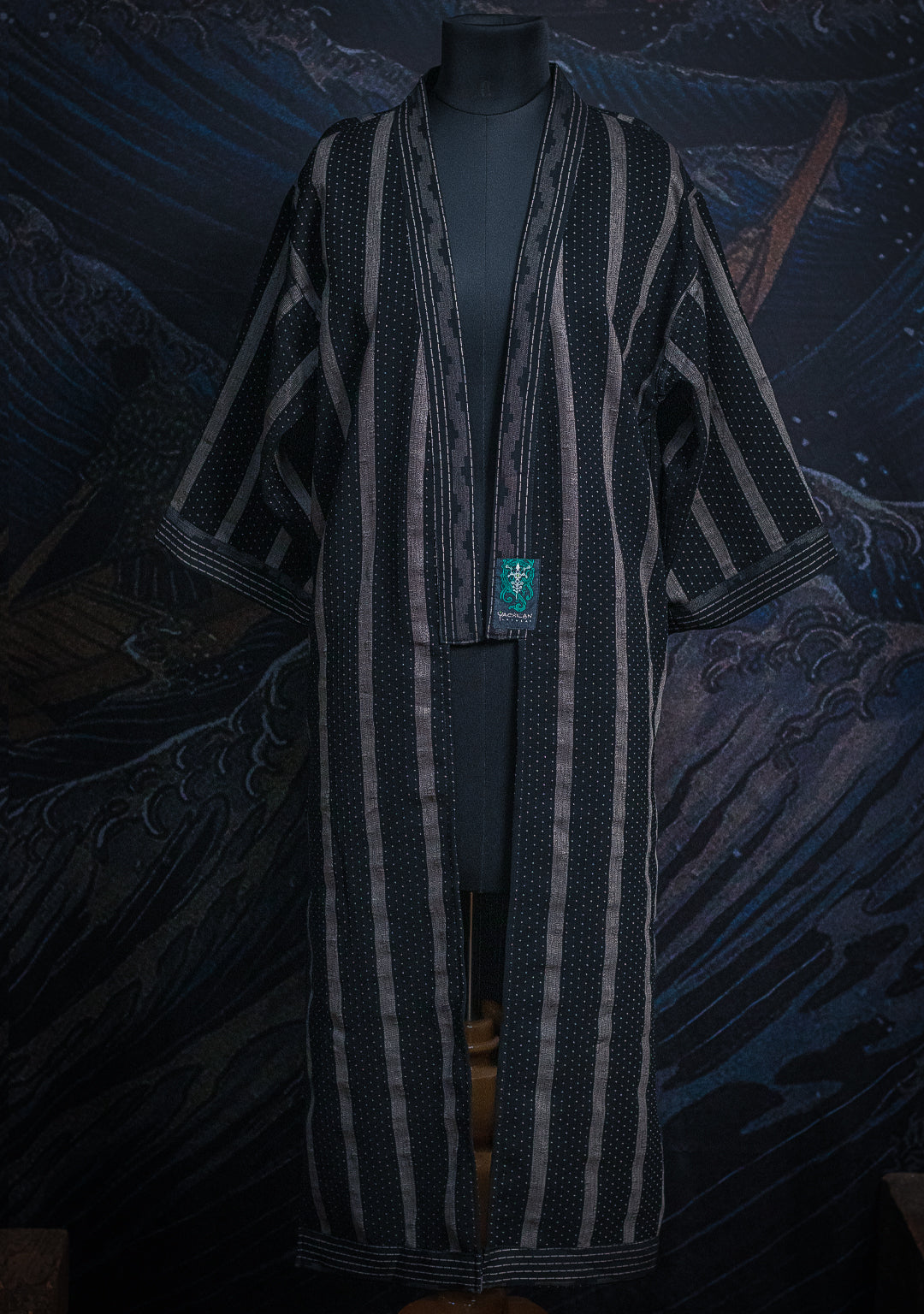 Open Kimono  / Indonesian Woven Super Black Reversible - TRIBAL TRAILS