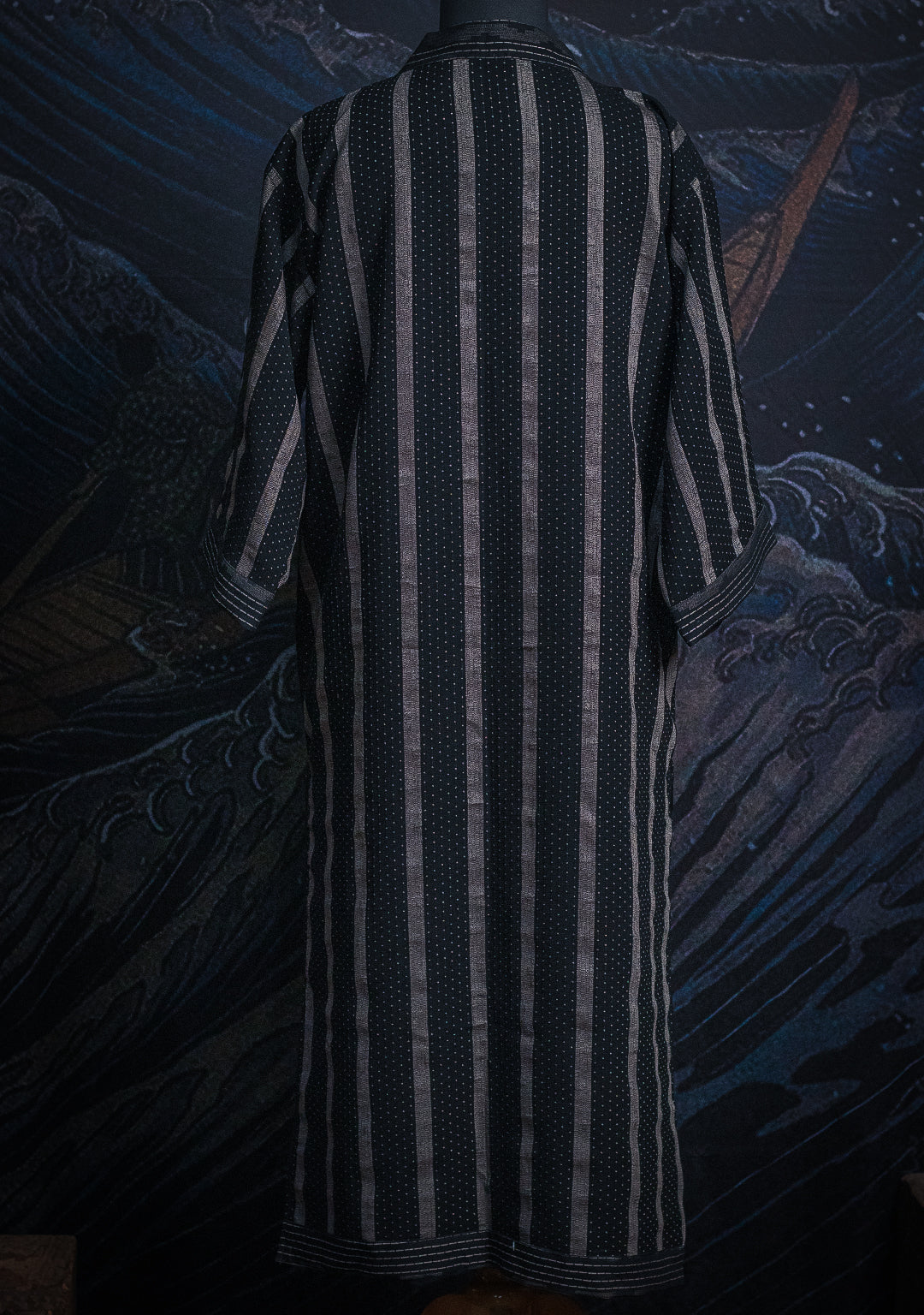 Open Kimono  / Indonesian Woven Super Black Reversible - TRIBAL TRAILS