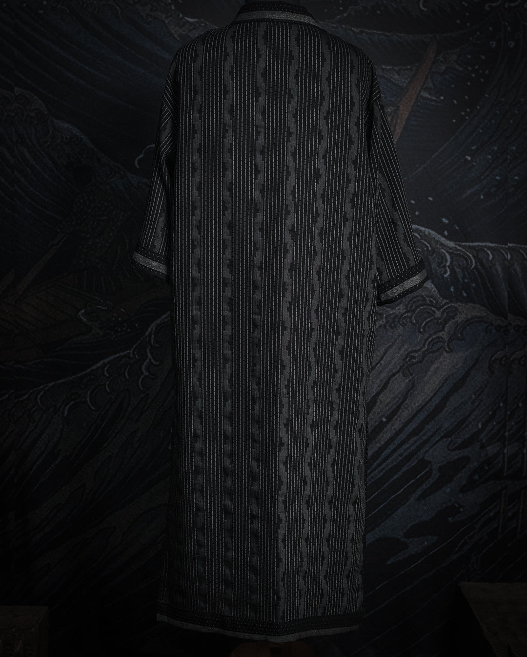 Open Kimono  / Indonesian Woven Super Black Reversible - TRIBAL TRAILS