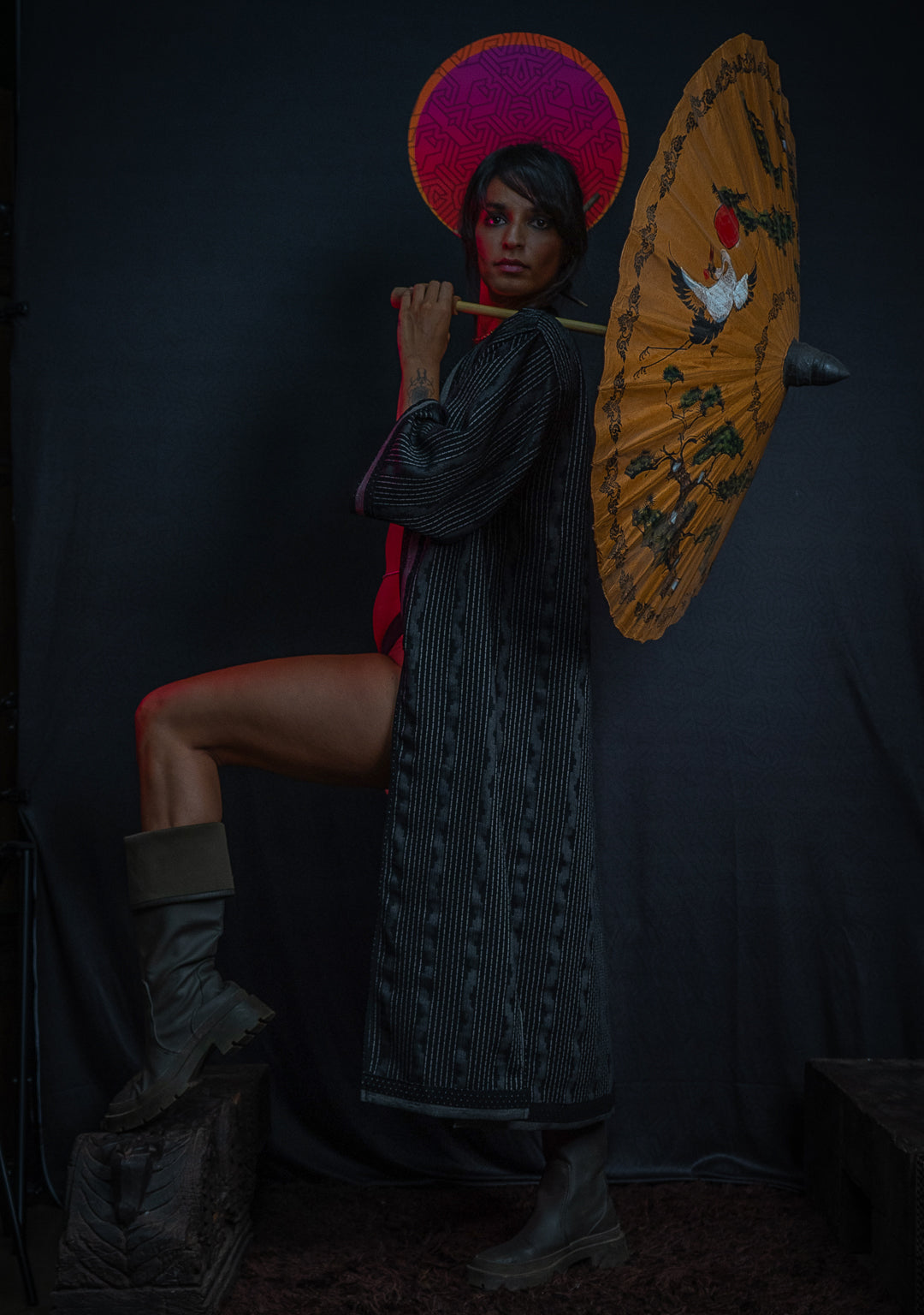 Open Kimono  / Indonesian Woven Super Black Reversible - TRIBAL TRAILS