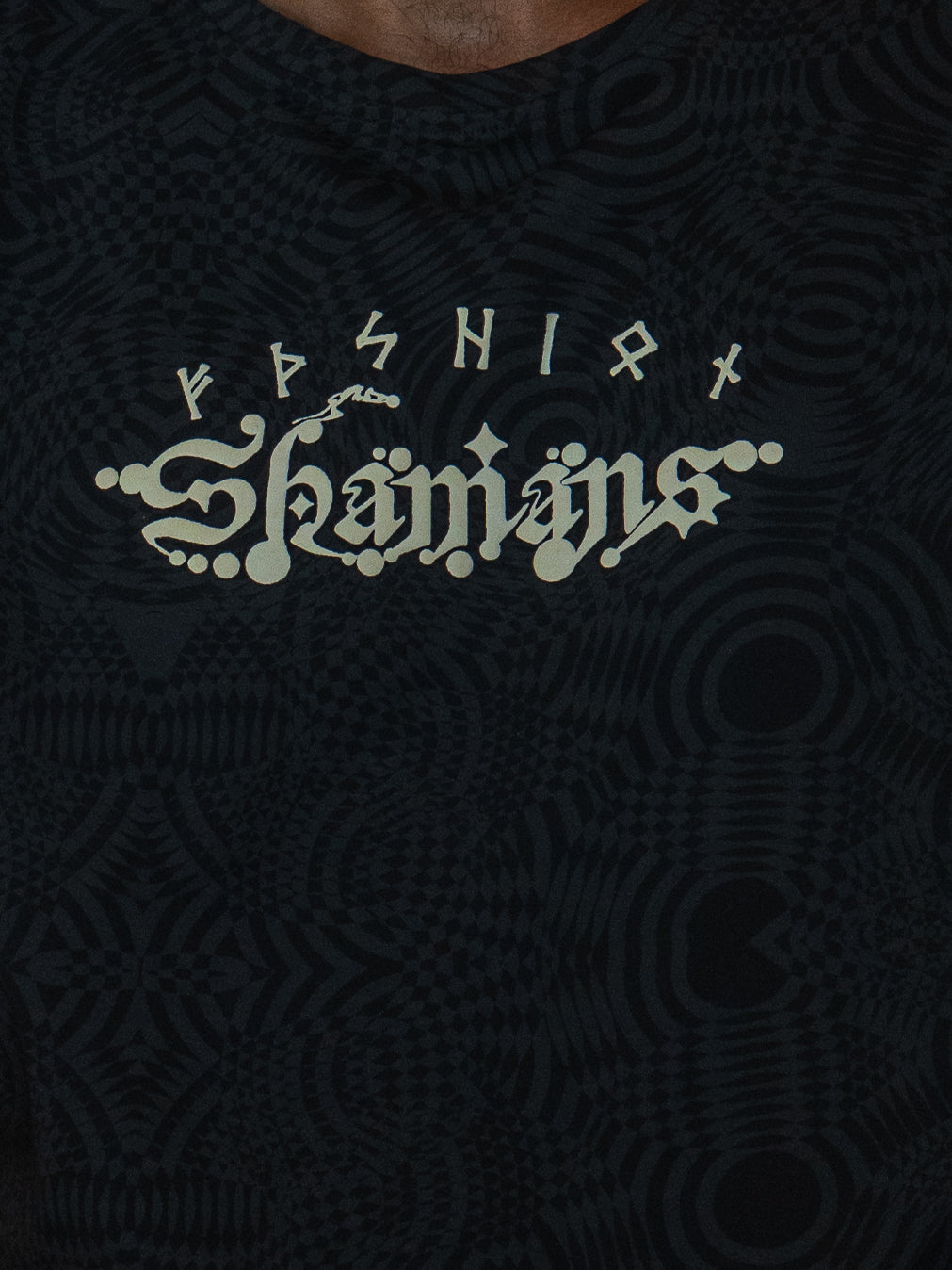 Open Tank Top Men / Black Cotton Shinker - WIERD NOISES SHAMANS White