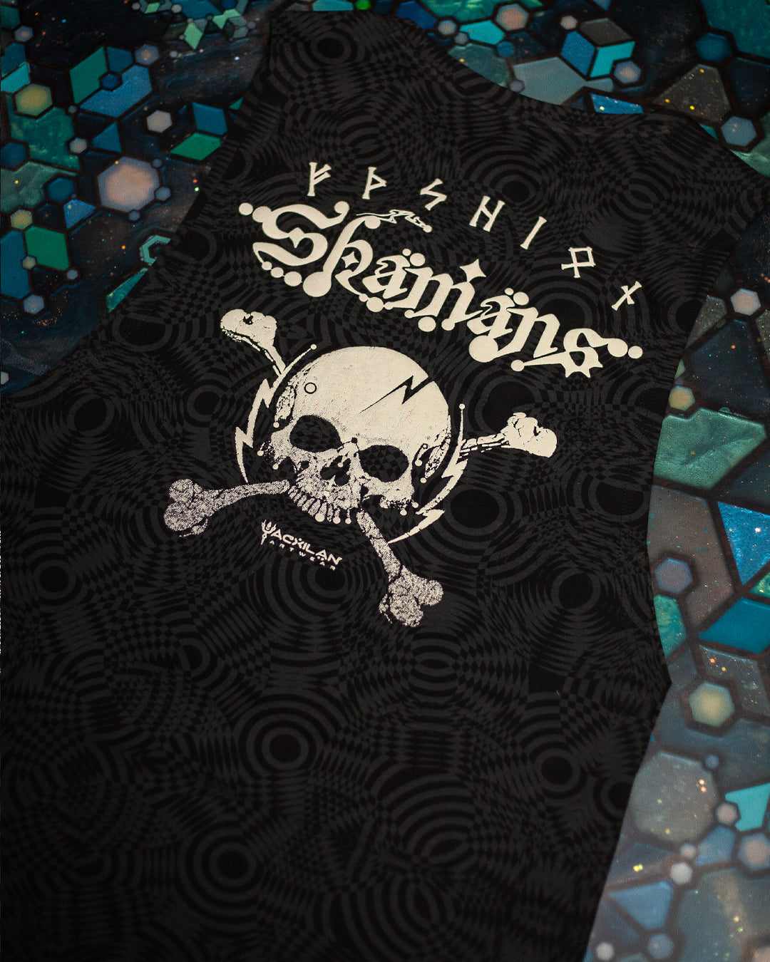 Open Tank Top Men / Black Cotton Shinker - WIERD NOISES SHAMANS White