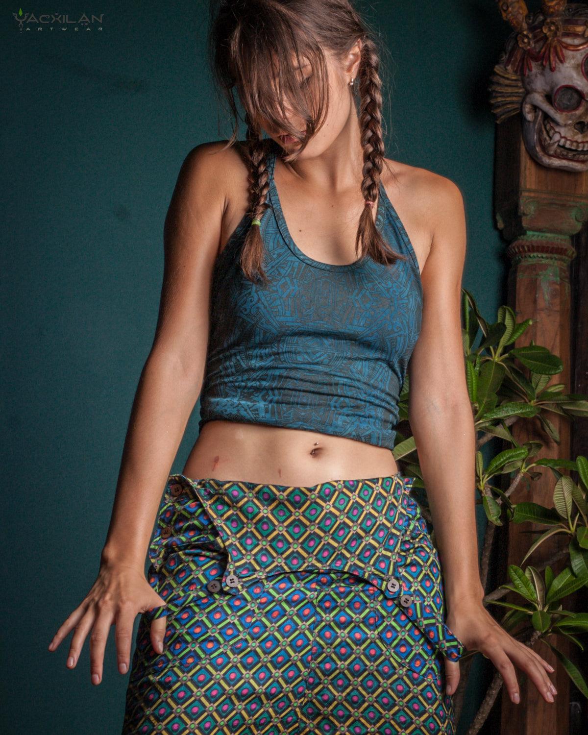 Ring Top / Bamboo Jersey Veg Dye Veg Print - Greendigo POPPYFIELDS - Yacxilan Artwear