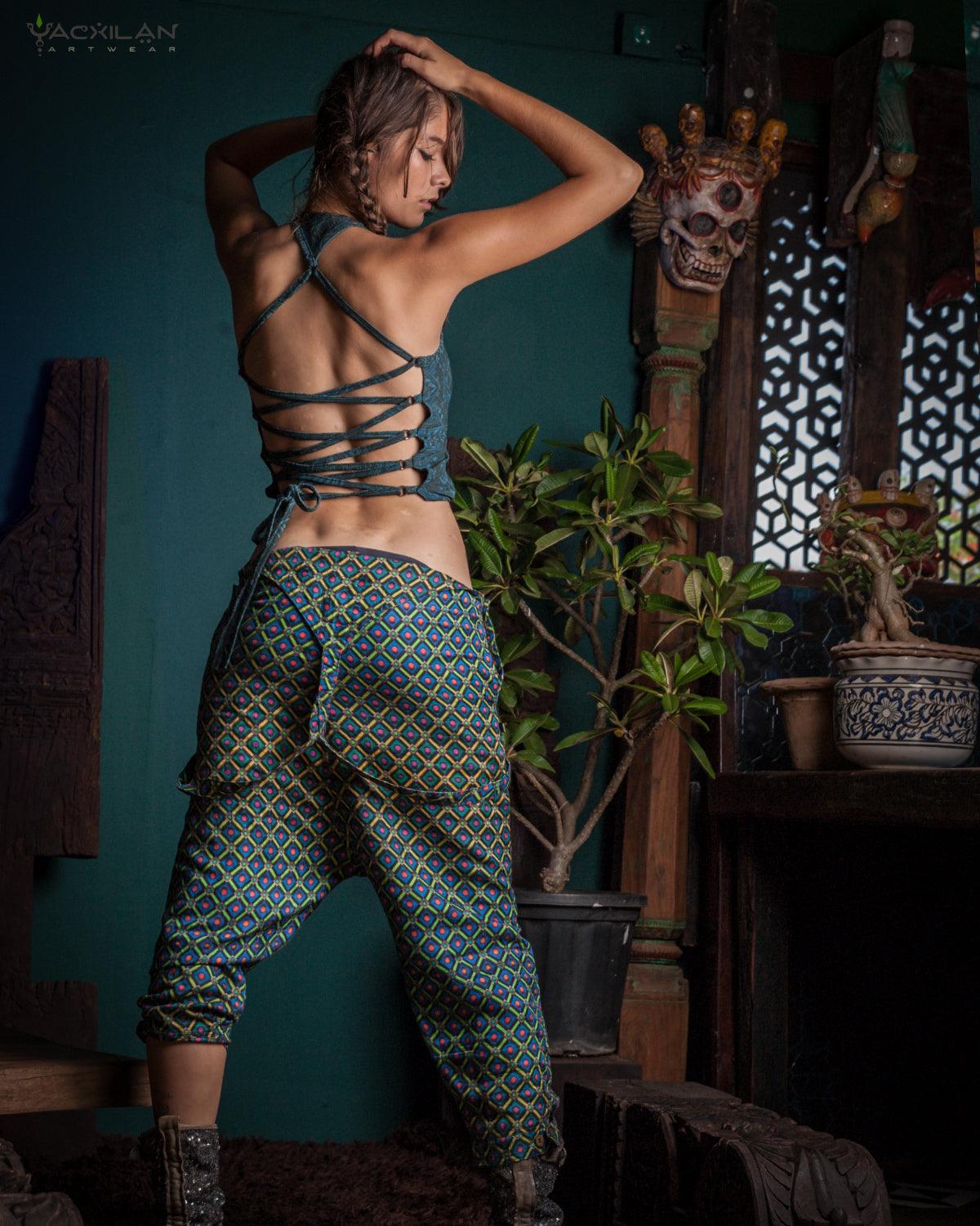 Ring Top / Bamboo Jersey Veg Dye Veg Print - Greendigo POPPYFIELDS - Yacxilan Artwear