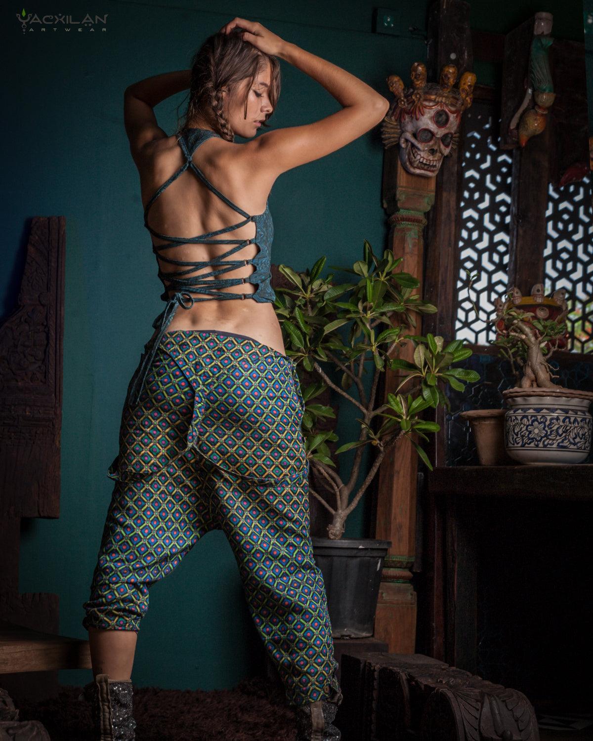 Leggings Woman / Hemp Veg Dye Veg Print - Black SHAMANKA