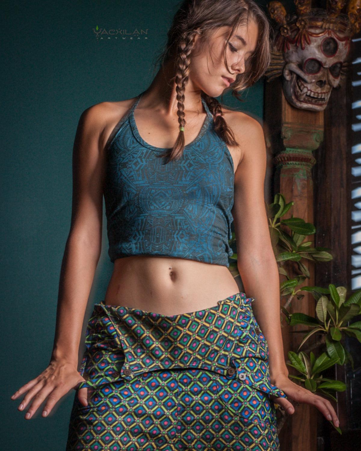 Ring Top / Bamboo Jersey Veg Dye Veg Print - Greendigo POPPYFIELDS - Yacxilan Artwear