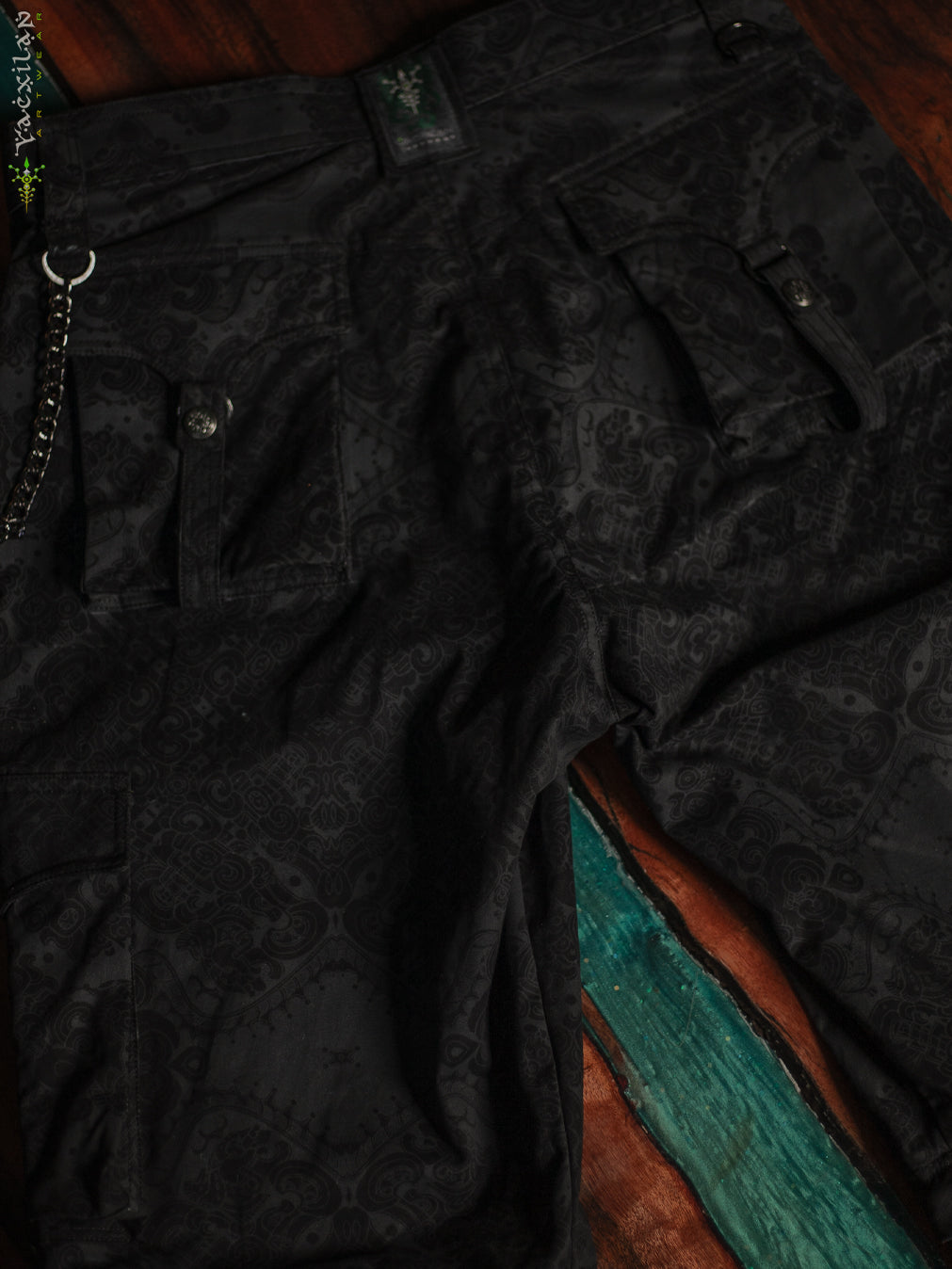 Pants Men Baggy Pockets / Cotton Printed - Blak MAYAN CODEX