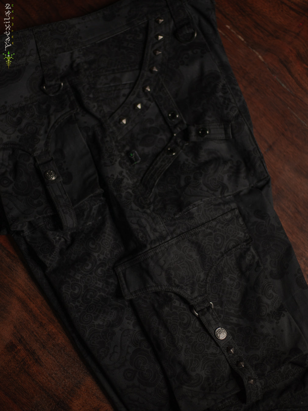 Pants Men Baggy Pockets / Cotton Printed - Blak MAYAN CODEX