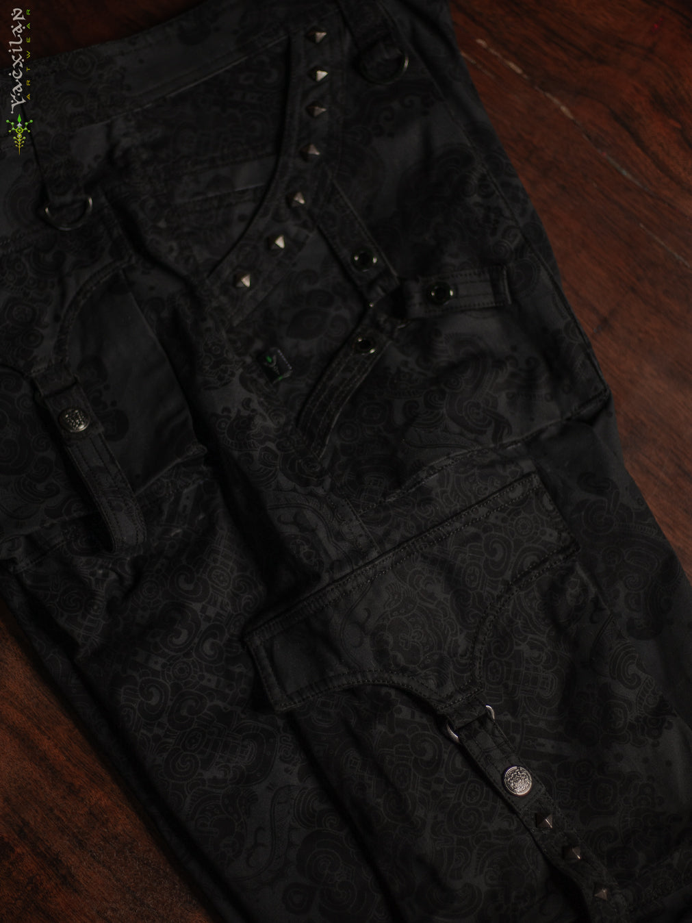 Pants Men Baggy Pockets / Cotton Printed - Blak MAYAN CODEX