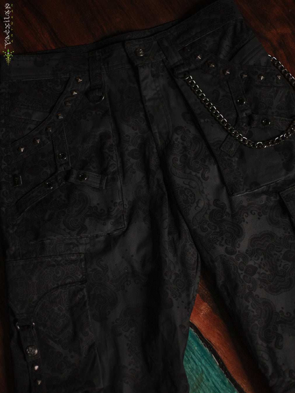 Pants Men Baggy Pockets / Cotton Printed - Blak MAYAN CODEX