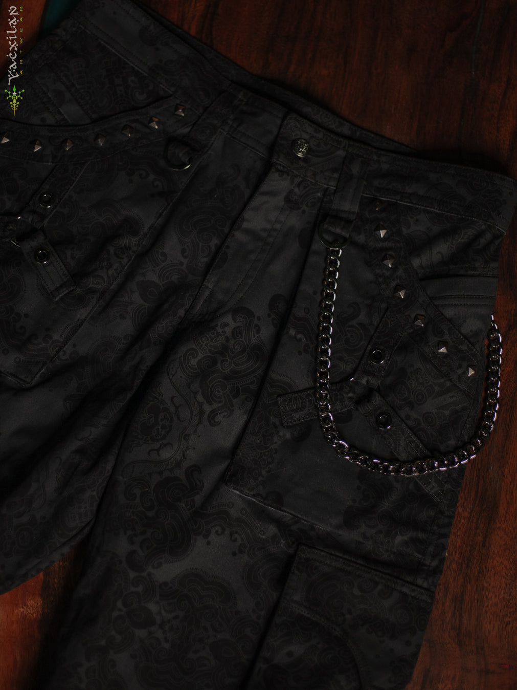 Pants Men Baggy Pockets / Cotton Printed - Blak MAYAN CODEX