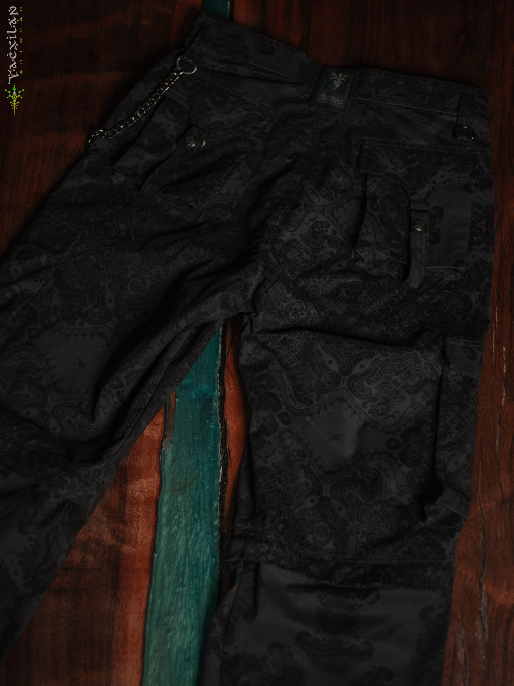 Pants Men Baggy Pockets / Cotton Printed - Blak MAYAN CODEX