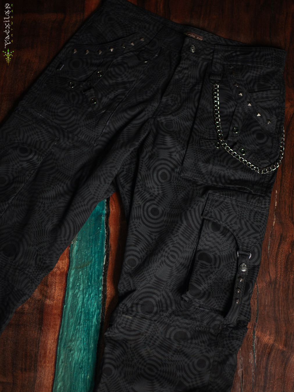 Pants Men Baggy Pockets / Cotton Printed - Blak WIERD NOIZES