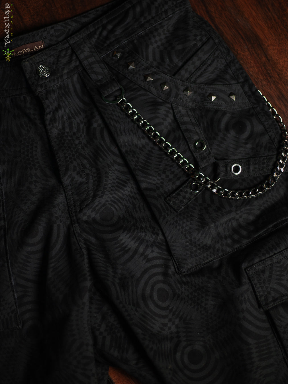 Pants Men Baggy Pockets / Cotton Printed - Blak WIERD NOIZES