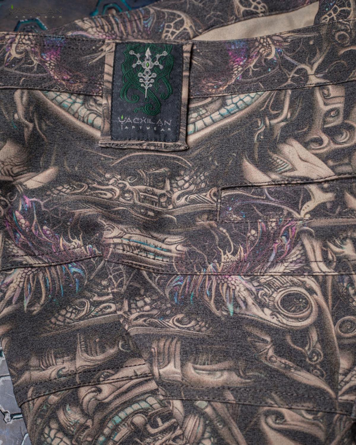 Pants Men PIRATE Special Edition / Cotton Screenprint - KETZALCOATL Stretchy - Yacxilan Artwear