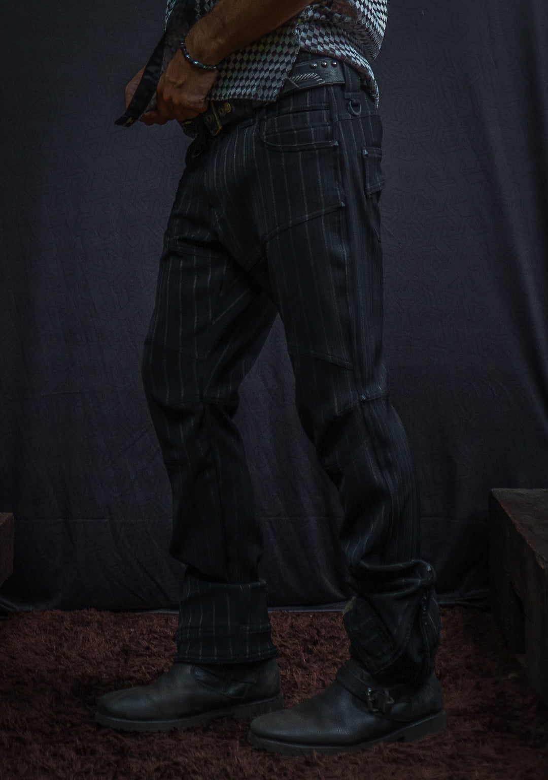 Pants Men / Stretchy Strippes Plain - BLACK PIMP