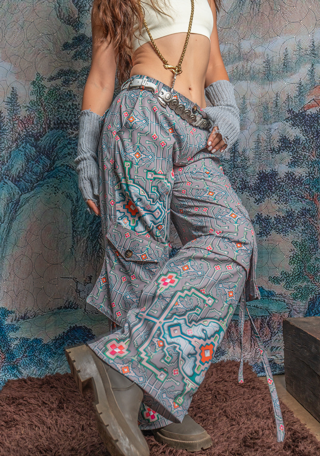 Long Pants Baggy Pockets Woman / Sky Velvet - HUIRRARIKA