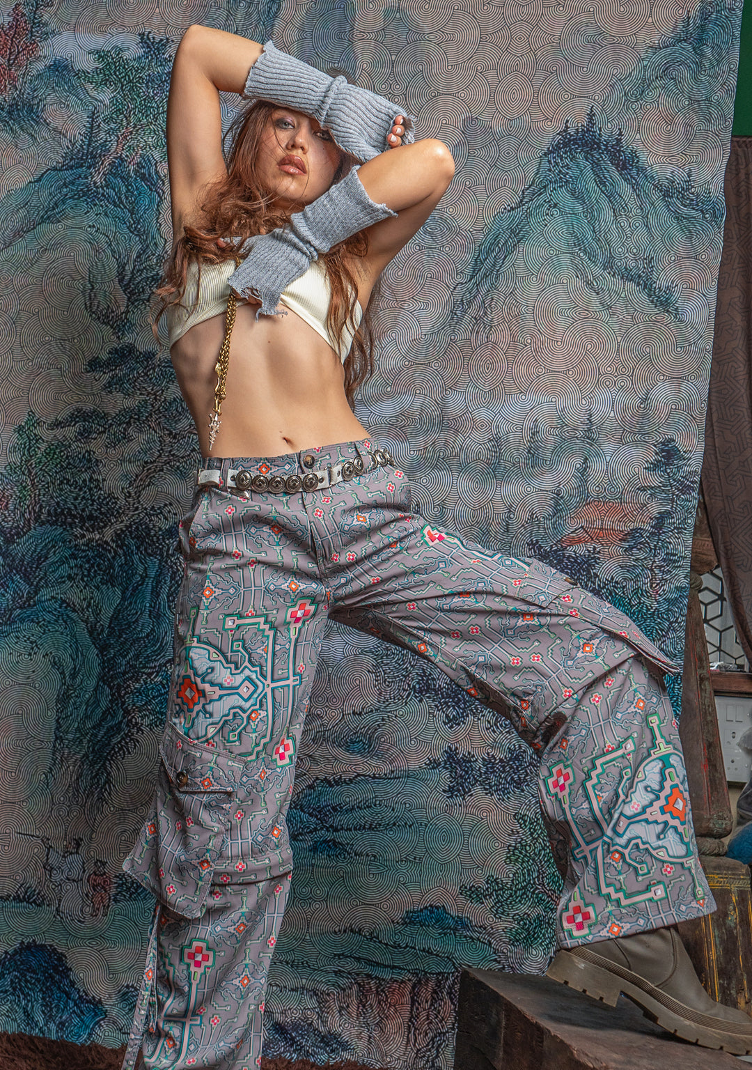 Long Pants Baggy Pockets Woman / Sky Velvet - HUIRRARIKA