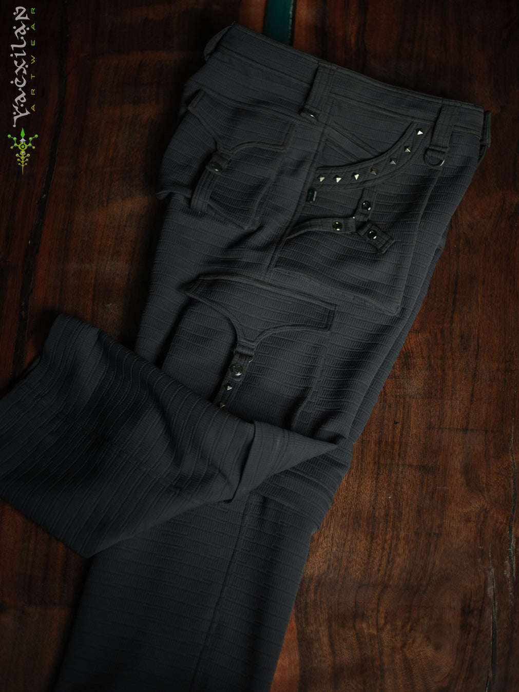 Pants Men / Punk Baggy Pockets High Tech Alien - NIGHT ASH