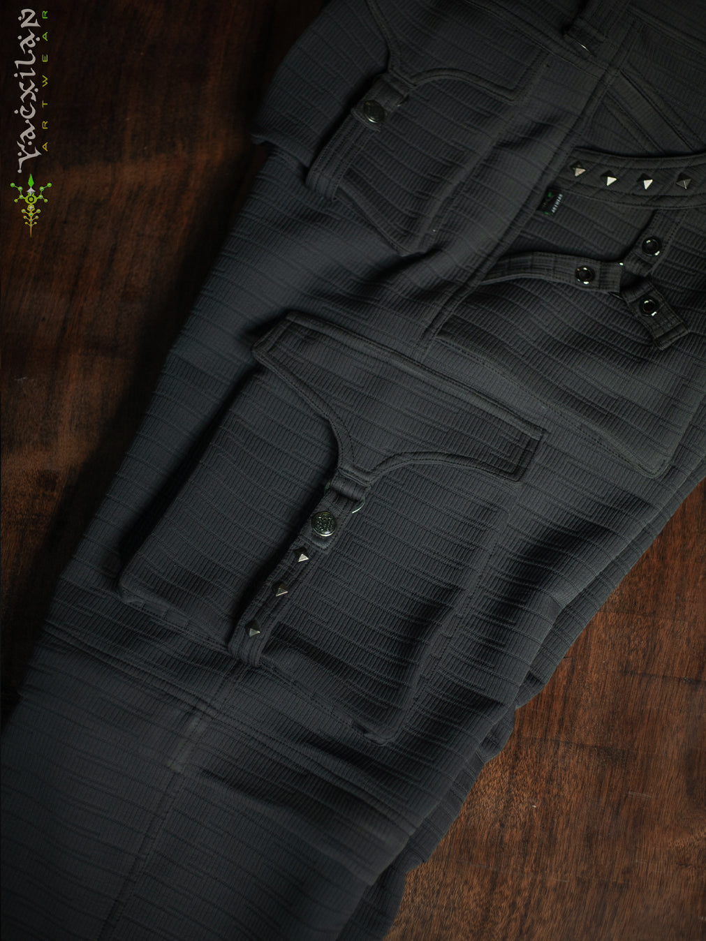 Pants Men / Punk Baggy Pockets High Tech Alien - NIGHT ASH