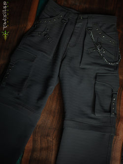 Pants Men / Punk Baggy Pockets High Tech Alien - NIGHT ASH