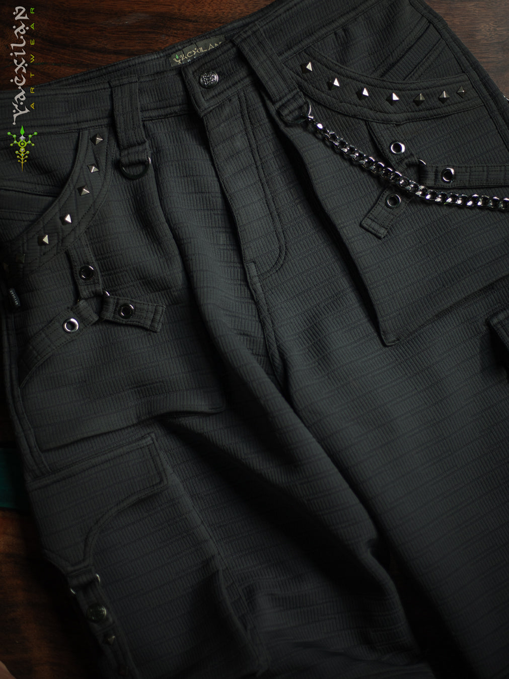 Pants Men / Punk Baggy Pockets High Tech Alien - NIGHT ASH