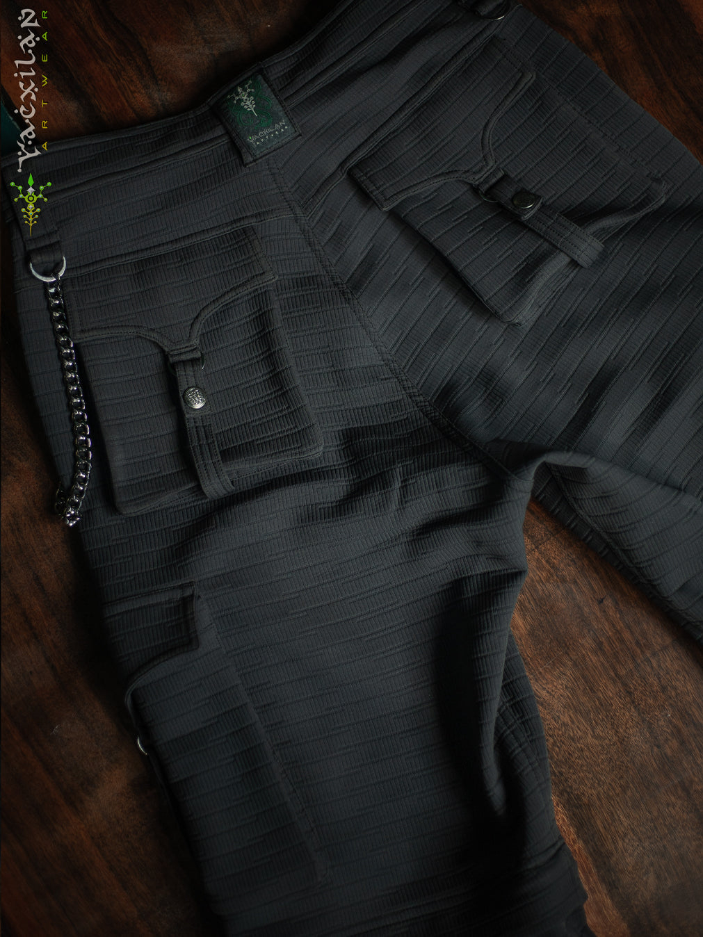 Pants Men / Punk Baggy Pockets High Tech Alien - NIGHT ASH