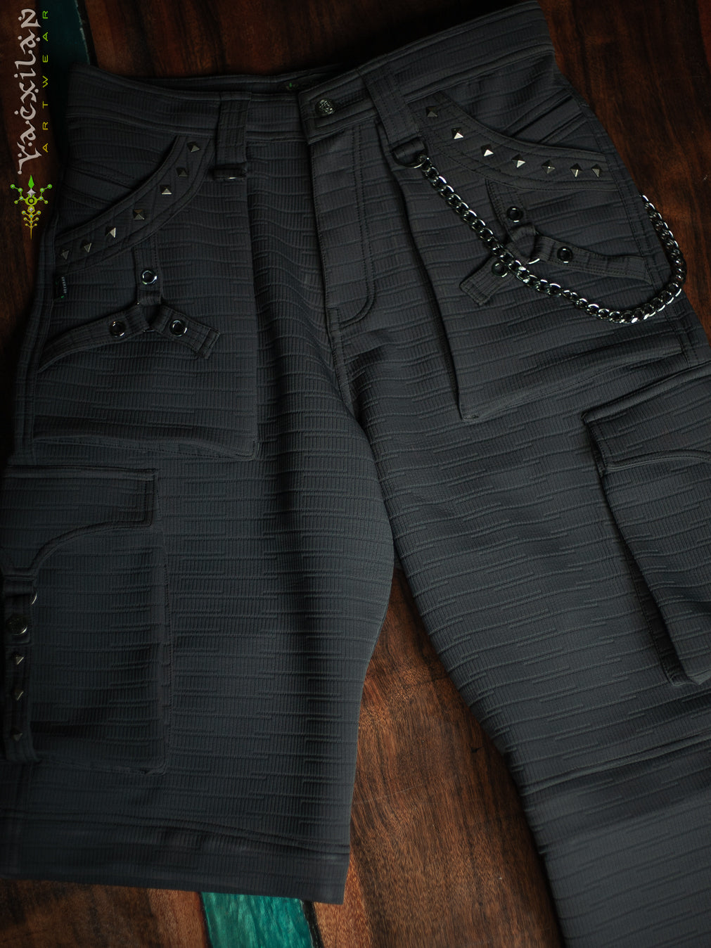 Pants Men / Punk Baggy Pockets High Tech Alien - NIGHT ASH