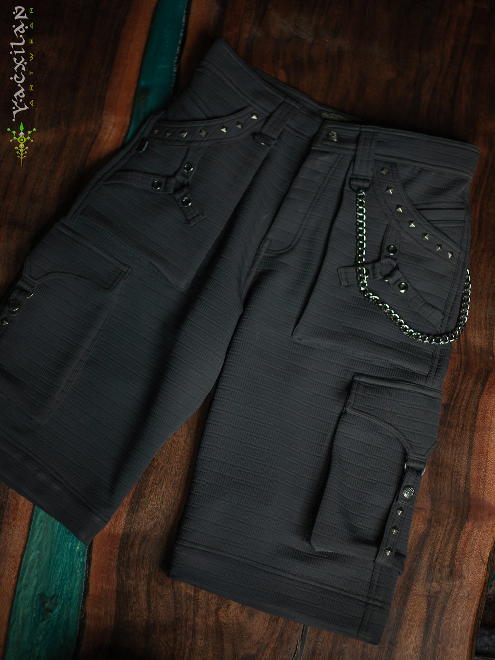 Pants Men / Punk Baggy Pockets High Tech Alien - NIGHT ASH