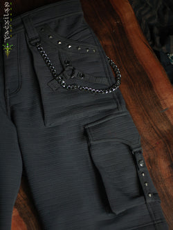 Pants Men / Punk Baggy Pockets High Tech Alien - NIGHT ASH