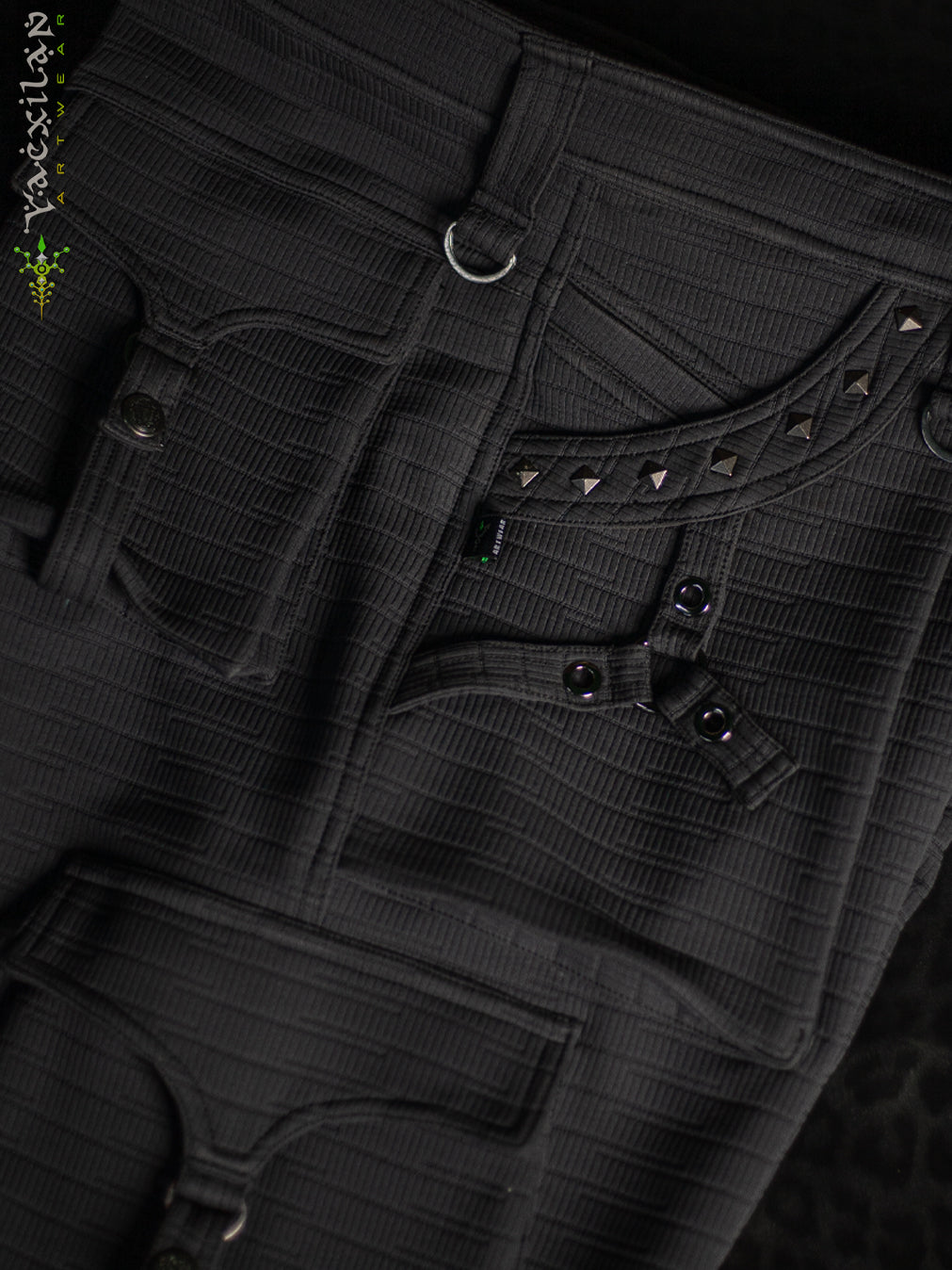 Pants Men / Punk Baggy Pockets High Tech Alien - NIGHT ASH