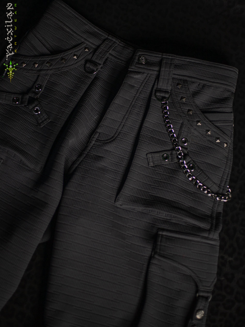 Pants Men / Punk Baggy Pockets High Tech Alien - NIGHT ASH