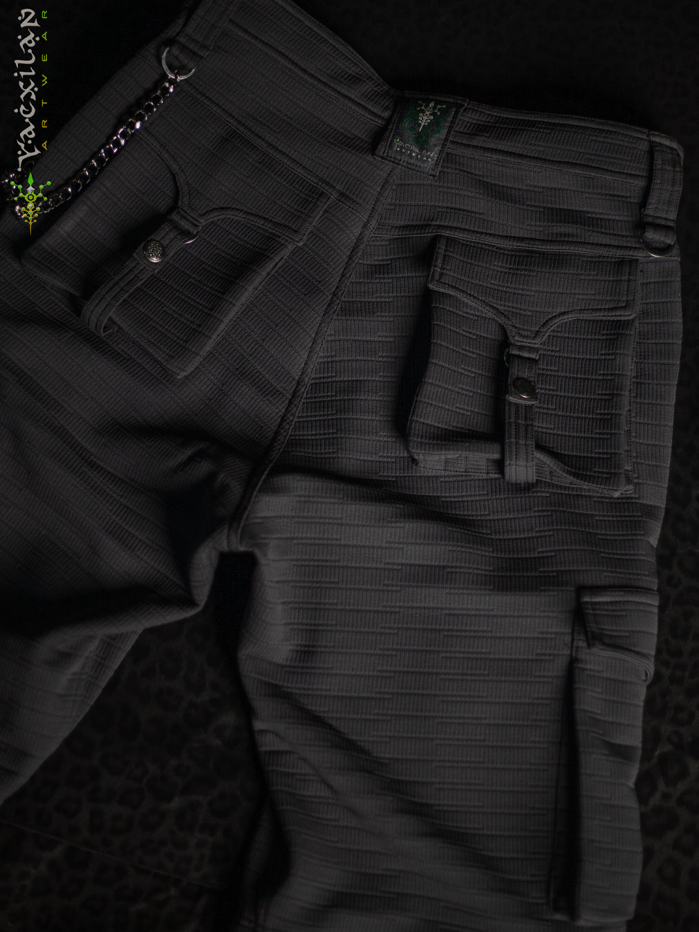 Pants Men / Punk Baggy Pockets High Tech Alien - NIGHT ASH