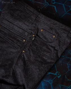 Pants Men / Cotton Printed - Black SHAMANKA - Yacxilan Artwear