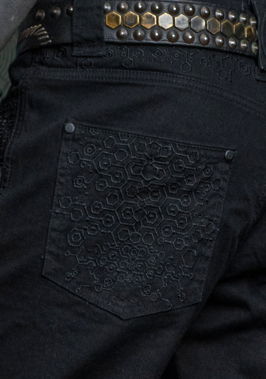 Pants Men / Denim Stretchy / Digital Embroidey / Stonewashed - Black KAMBOZII