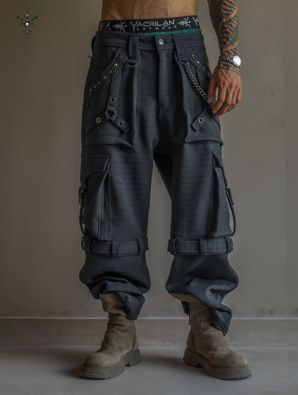 Pants / Punk Baggy Pockets High Tech Alien - NIGHT ASH
