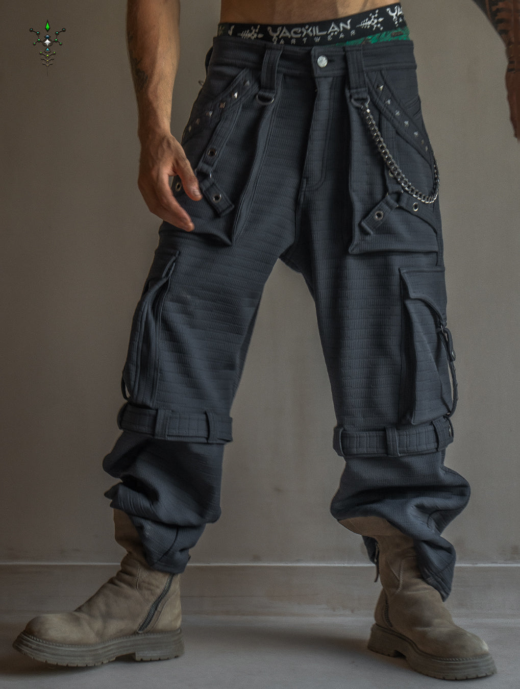 Pants / Punk Baggy Pockets High Tech Alien - NIGHT ASH