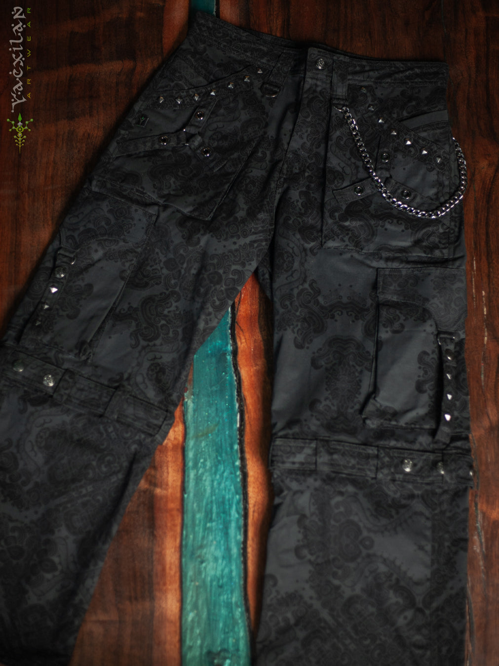 Pants Men Baggy Pockets / Cotton Printed - Blak MAYAN CODEX