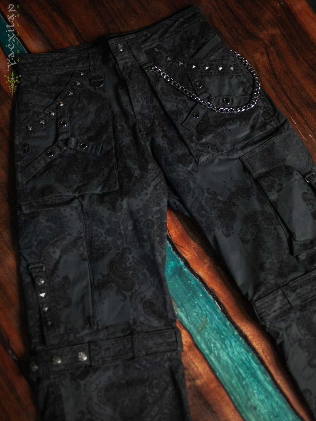 Pants Men Baggy Pockets / Cotton Printed - Blak MAYAN CODEX