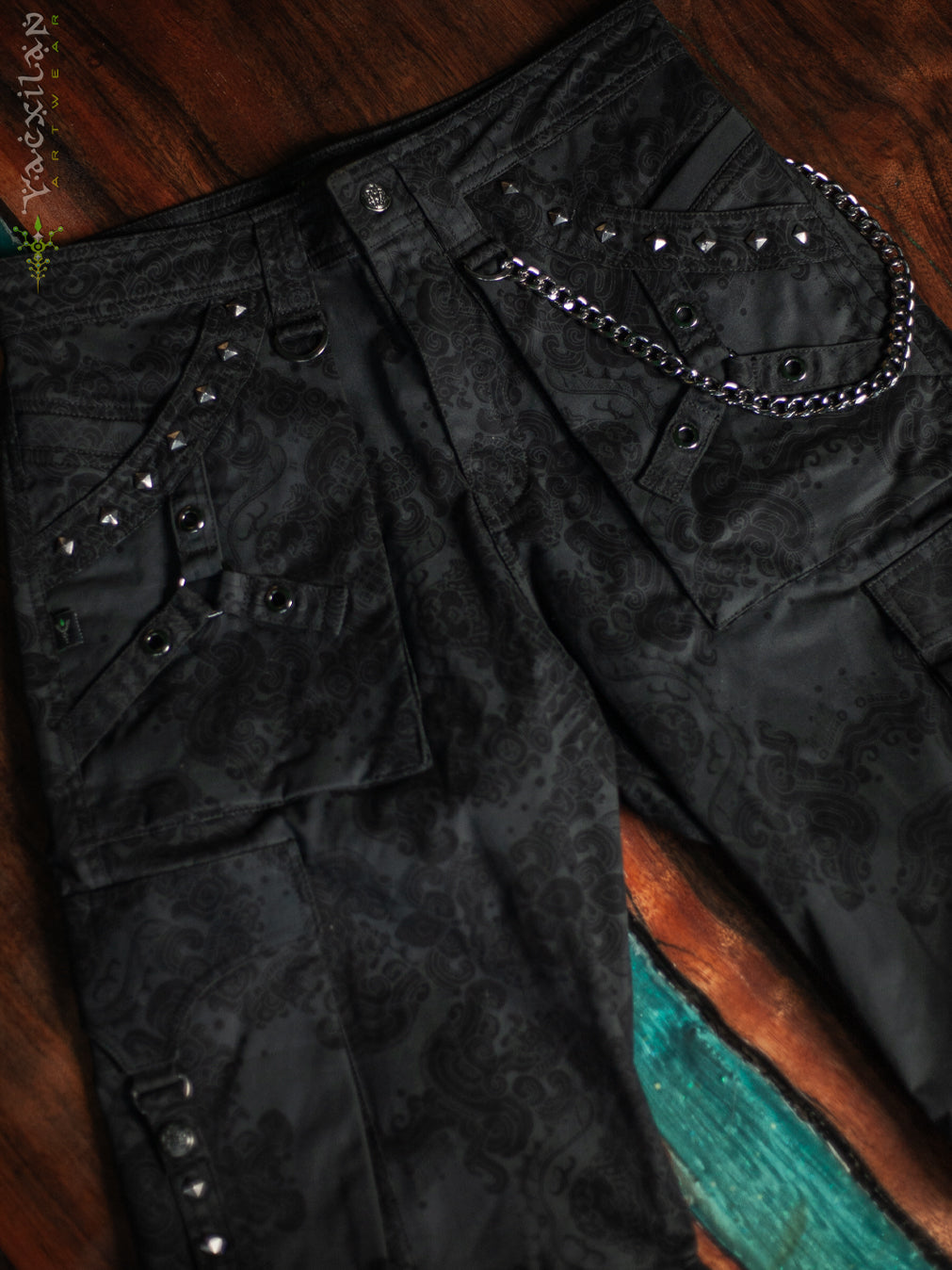 Pants Men Baggy Pockets / Cotton Printed - Blak MAYAN CODEX