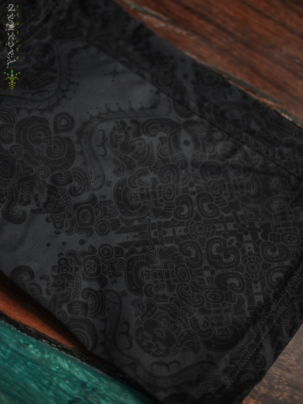 Pants Men Baggy Pockets / Cotton Printed - Blak MAYAN CODEX