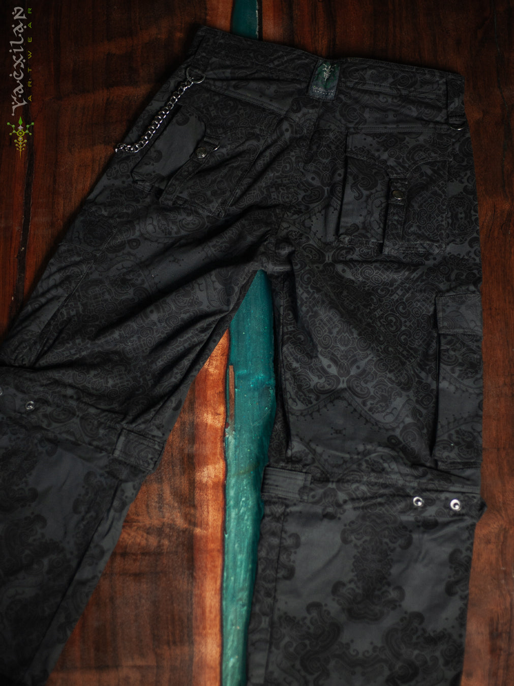 Pants Men Baggy Pockets / Cotton Printed - Blak MAYAN CODEX