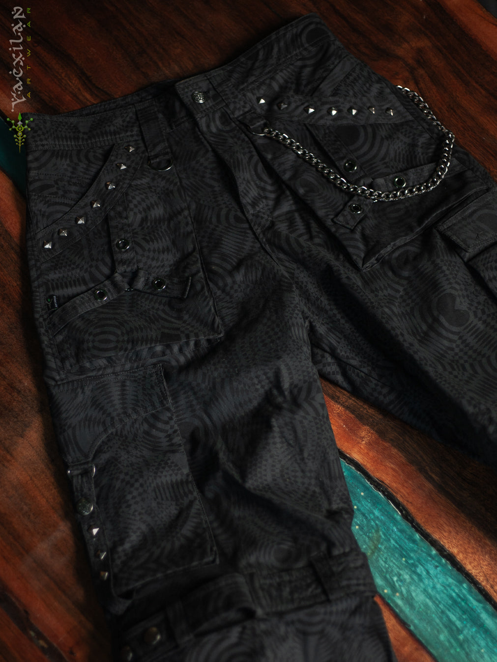 Pants Men Baggy Pockets / Cotton Printed - Blak WIERD NOIZES