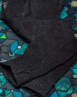 Pants Men / Denim Stretchy / Diigital Embroidery & Laser Print / Stonewashed - Black IKARO DRAGONS