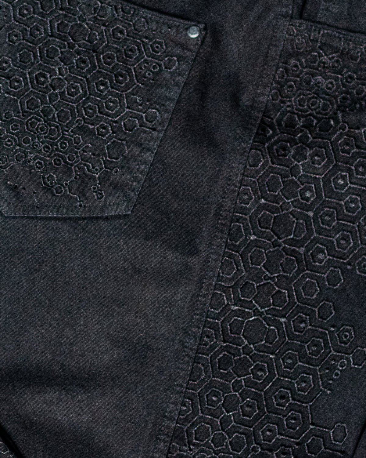 Pants Men / Denim Stretchy / Digital Embroidey / Stonewashed - Black KAMBOZII