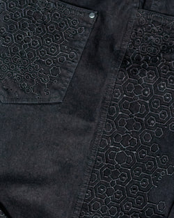 Pants Men / Stretchy Denim Digital Embroidery - Black KAMBOZII