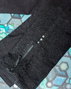 Pants Men / Stretchy Denim Digital Embroidery - Black KAMBOZII