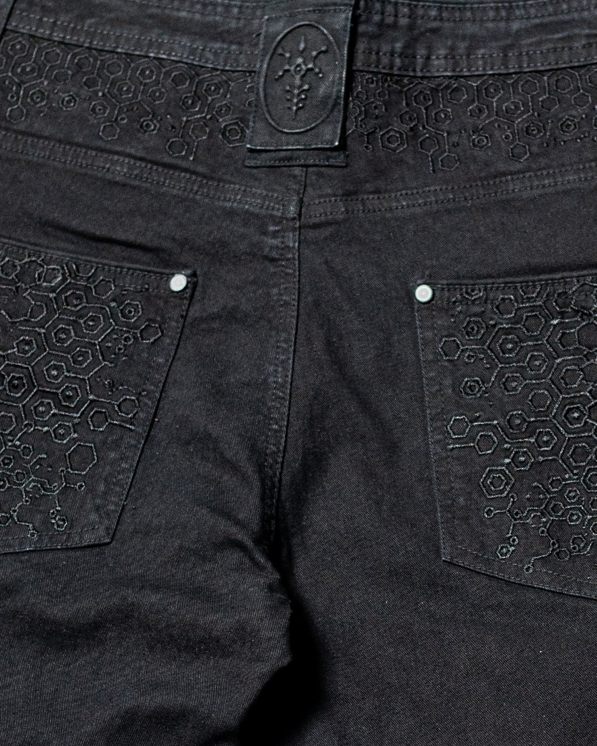 Pants Men / Denim Stretchy / Digital Embroidey / Stonewashed - Black KAMBOZII