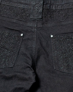 Pants Men / Stretchy Denim Digital Embroidery - Black KAMBOZII